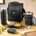 Classic Essentials Lunch Box Set Of 5|4 Microwavesafe Container And1Steel Bottle|,Free Bag /Cutlery 4 Containers Lunch Box(1250 Ml, Thermoware)