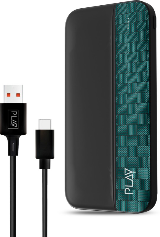 Play 10000 Mah 22.5 W Power Bank(Black-Teal, Lithium Polymer, Fast Charging, Power Delivery 3.0, Quick Charge 3.0 For Laptop, Mobile)