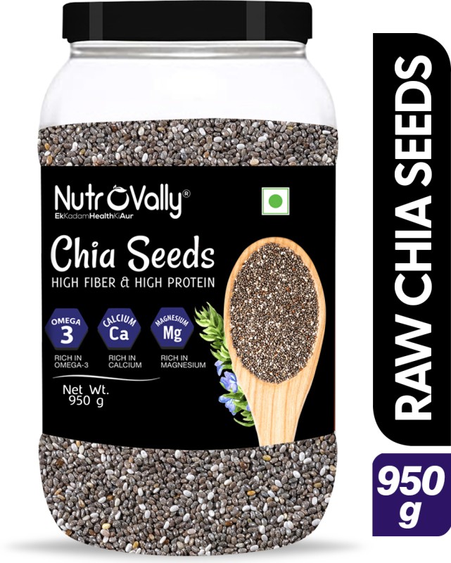 Nutrovally Raw Chia Seeds For Weight Loss With Omega 3 , Calcium And Zinc, Fiber Rich Seeds Chia Seeds(950 G)