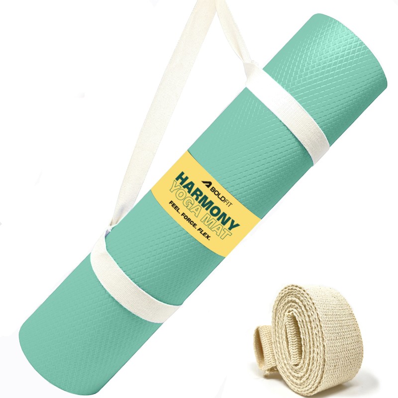 Boldfit Yoga Mat For Men Women 4Mm Exercise Mat Anti Skid Workout Yoga Matte Carry Strap Blue 4 Mm Mm Yoga Mat