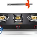 Greenchef Ebony With Lighter Glass Manual Gas Stove(3 Burners)