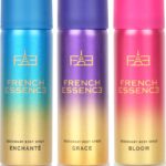 French Essence Combi Pack Of Enchante, Bloom And Grace (50Ml Each) Deodorant Spray  –  For Women(150 Ml, Pack Of 3)