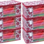 Dci Saree Cover Set Of 6 Non-Woven Printed Saree Cover/Cloth Storage/Organizer Pink Saree Cover6(Pink)