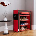 Raunak 4 Tier With Rust Proof Pvc Pipe & Cover Metal Shoe Stand(Red, Black, 4 Shelves, Diy(Do-It-Yourself))