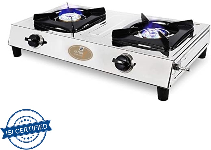 Ruwa Atom Stainless Steel Manual Gas Stove(2 Burners)