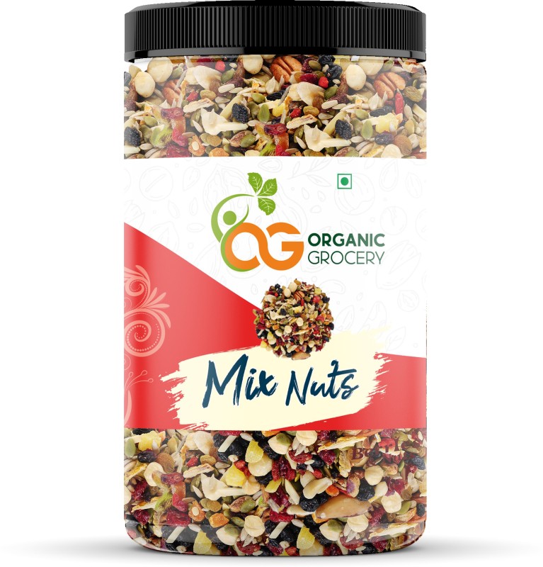 Organic Grocery Premium Mix Dry Fruits [Almonds, Cashew, Kishmish, Apricot, Black Raisins] Jar(500 G)