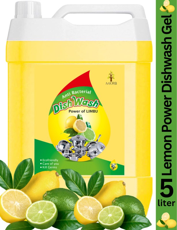 Mkrb Germs Protection Fast Cleansing & Antimicrobial Action With Lemon Power Dishwash Dish Cleaning Gel(Lemon Flavor, 5 L)