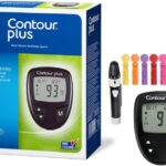 Contour Plus Glucometer + 1 Lancing Device + 5 Coloured Lancets, Glucometer(Black)