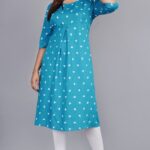 Poojagarment Women Printed Anarkali Kurta(Light Blue, White)