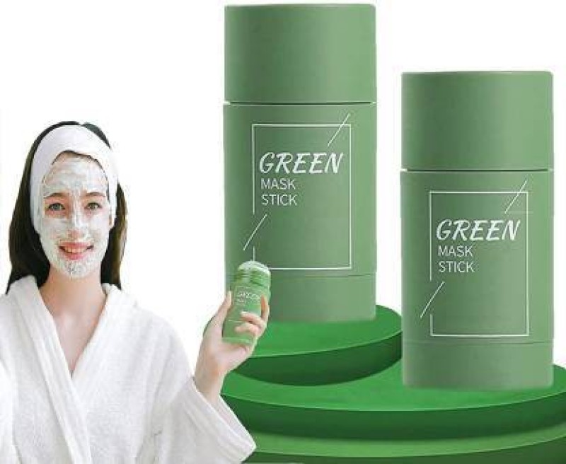 Nyn Tya Natural Green Tea Mask Stick Deep Cleansing Oil Control Anti Acne Moisturizing Refreshing Lazy Solid Mask Pack Of 2(80 G)