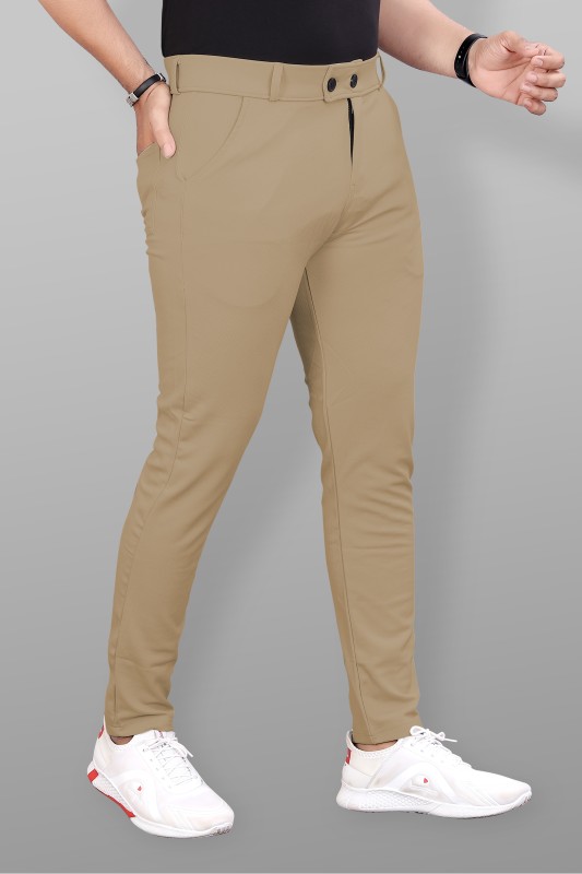 Combraided Slim Fit Men Khaki Trousers