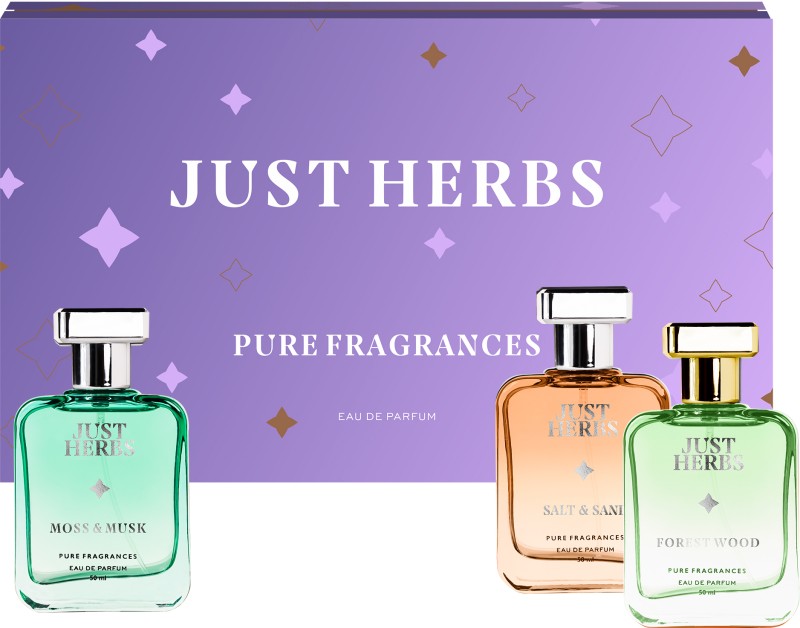 Just Herbs Pure Fragrances Energising & Relaxing Trio Perfume Set Of 3 – 50Ml Eau De Parfum  –  150 Ml(For Men & Women)