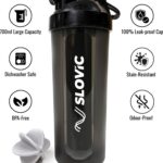 Slovic Leak-Proof Gym Shaker | Protein Shaker With Typhoon Blender | Bpa-Free 700 Ml Shaker(Pack Of 1, Black, Plastic)