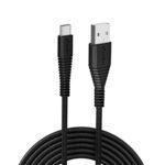 Urbn Type-C Usb 3.4 Amp | 25W Fast Charging Cable For Smartphone | Unbreakable Rugged & Nylon Braided | Quick Charge (Qc) Compatible | Made In India | Length (5 Feet) – Black