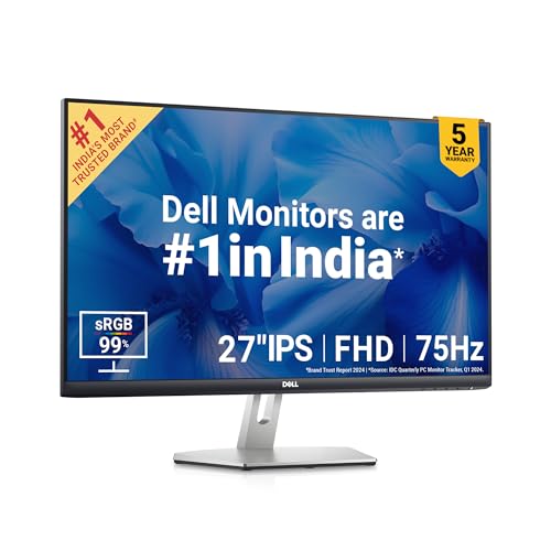 Dell S2721Hnm 27″ (68.96 Cm) Fhd Monitor 1920 X 1080 Pixels @75Hz, Ips Panel, 99% Srgb, Brightness 300 Cd/M2, Low Blue Light Technology, 3-Sided Bezelless, Hdmi X2, Tilt Adjustment, Amd Freesync