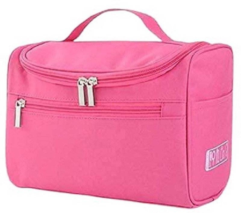 Aspora Multifunctional Extra Large Cosmetic Bag With Hook For Travel, Makeup Organiser, Cosmetic Pouch, Household Grooming Kit, Makeup Bag For Women Cosmetics, Makeup And Jewellery, Medicines, Grooming Vanity Box(Pink)