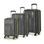 Safari Zany Recessed Tsa Lock, 8 Wheels, Hardside (Cabin & Check-In) Polycarbonate Trolley Spinner Luggage Set Of 3, Black Color 55Cm, 67Cm & 78Cm, Small, Medium, Large