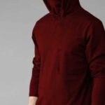 Denzolee Solid Men Hooded Neck Maroon T-Shirt