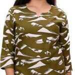 Old Jersey Women Printed Ethnic Dress Kurta(Green)