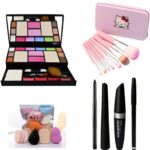 My Tya Ultimate Fashion Makeup Kit For Girls + Makeup Brushes + Kelli Makeup Sponges + Eyeliner & Kajal & Mascara & Eye Brow Pencil (4In1)