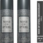 Denver Combo Of Man Of Steel Drill Long Lasting Deodorant Spray  –  For Men(400 Ml, Pack Of 2)