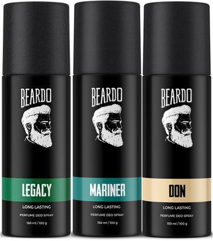 Beardo Long Lasting Deo For Men | Don , Mariner & Legacy Body Spray Deodorant Spray  –  For Men(450 Ml, Pack Of 3)