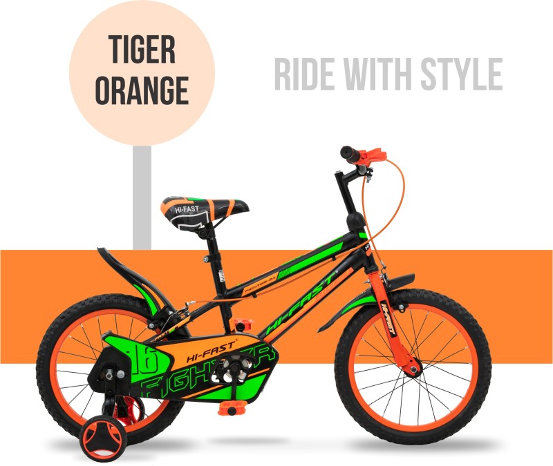 Hi-Fast Fighter 16 Inch Kids Cycle For 5 To 8 Years Boys & Girls (Semi-Assembled) 16 T Bmx Cycle(Single Speed, Orange, Rigid)