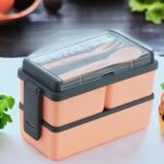 Pinkwhale New Rectangular Classy 3 Section Lunch Box With 1 Spoon & 1 Fork 3 Containers Lunch Box(1500 Ml)